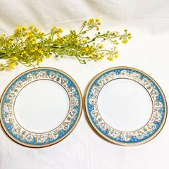 【2枚セット】Noritake 　ノリタケ　2045　ポロネーズ　直径21cm 中皿　金彩　ブルー　水色
