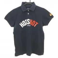 パーリーゲイツ 半袖ポロシャツ ネイビー×白×レッド 襟裏ボーダー フェルトワッペン レディース 1(M) ゴルフウェア PEARLY GATES