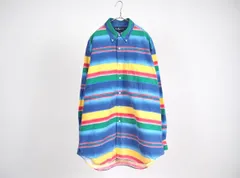 90s【BIG POLO】Ralph Lauren ボタンダウンシャツ XL コットン ストライプ マルチカラー ビンテージ 長袖シャツ ポロラルフローレン