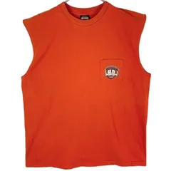 ハーレーダビッドソンHarley Davidson胸ポケタンクトップランニングシャツノースリーブBIKEバイクモーターサイクル両面プリントオレンジvintageヴィンテージ40622