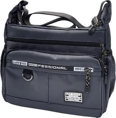 X-cross クロス 斜めがけバッグ メンズ 小さめ 大容量 おしゃれ ショルダーバッグ メッセンジャーバッグ a4 ナイロン 釣り バイク 軽量 アウトドア ファスナー ポケット多い ペットボトル レトロ(グレー,  Free Size)