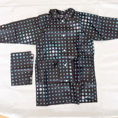 新品 フード付き レインコート　ドット ネイビー　110 女の子 男の子 ロング 長め 子ども キッズ 雨具 軽い