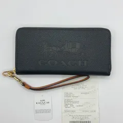K-295 [コーチ] COACH 財布(長財布) FC3548 C3548 ブラック×レッドウッド ホース アンド キャリッジ エンボスド レザー ロング ジップ アラウンド ウォレット （ストラップ付き） レディース