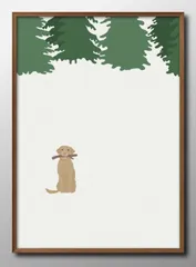 15319ラブラドール ドッグ 犬 雪 冬 A3 サイズ ポスター アート おしゃれ 絵画 インテリア 北欧 イラスト マット紙 艶消し アートパネル 額 フレーム デザイン 壁掛け ギフト 新築祝い ディスプレイ