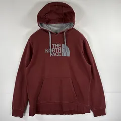 古着 ザ・ノースフェイス THE NORTH FACE パーカー プルオーバー フーディ スウェット ビッグロゴプリント L  ワインレッド系 メンズ
