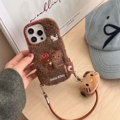 メゾピアノ×ハローキティ　もこもこミニポーチ　iPhoneストラップ ハローキティ iphone16ケース ストラップ付き hellokitty iphone