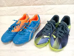 サッカーシューズ スパイク ２点まとめ ジュニア asics DS LIGHT PUMA 22.0 22.5 23.0 キッズ 靴 アシックス プーマ ブルー オレンジ イエロー