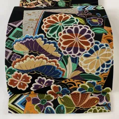 美品☆正絹　証紙あり 白綾苑大庭 七宝 箔 黒 六通 正絹 美品☆正絹 証紙あり 白綾苑大庭 七宝 箔 黒 六通 正絹 西陣織 にし