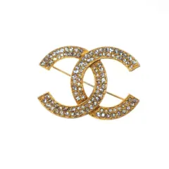 CHANEL シャネル 174 ヴィンテージ ココマーク ラインストーンブローチ  ゴールド