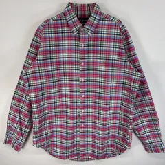 古着 90's/90年代 ラルフローレン RALPH LAUREN 長袖シャツ チェック ボタンダウンシャツ ロゴ 刺繍 L  ピンク系 マルチカラー メンズ