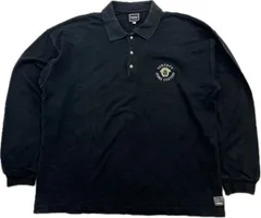 90s ☆ VERSACE オールド ヴェルサーチ イタリア製 ワンポイント ロゴ ポロシャツ 長袖 ブラック L 春夏 モード ストリート 古着■DB318のサムネイル