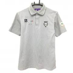 ★SALE価格★【美品】ビームスゴルフ 半袖ポロシャツ ライトグレー×白 前身頃ストライプ 切替素材 メンズ S ゴルフウェア BEAMS GOLF