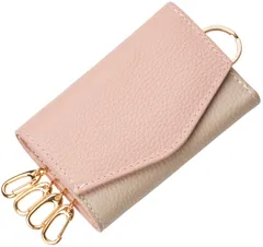 [DIALQUAL] キーケース レディース 本革 スマートキー カードケース 札入れ (コーラルピンク/グレージュ) [コーラルピンク/グレージュ]