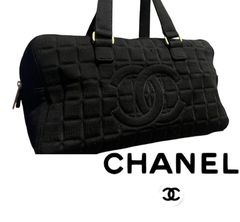 シャネル【正規品】【鑑定済】CHANEL チョコバー バッグ ココマーク coco 黒　ボストンバッグ　スポーツバッグ　100%本物　訳アリ超特価　再鑑定後受取ok ブランド　無料ラッピング　プレゼント