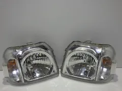 バモス ホビオ アクティ ヘッドライト左右 HM1/2 HA ハロゲン 100-22630 レベ付 コーティング加工済 比較的綺麗 250611219
