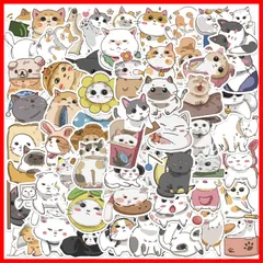 ク ー ポ ン 有☆彡車 バイク ブランドステッカースーツケース ねこシールパック ヘルメット キャット防水ステッカー スケボー 62枚 ギターなどに適用 かわいいねこステッカーセット