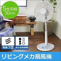 TEKNOS リビング扇風機 30cm羽根 メカ扇 KI-1781-W