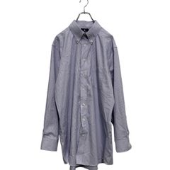 STANFFORD 長袖 ストライプシャツ L ブルー ボタンダウン 胸ポケット 古着卸 アメリカ仕入 a606-6955