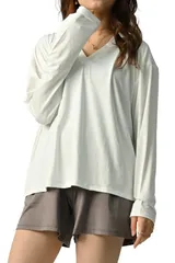 ラッシュガード レディース 水着 体型カバー 接触冷感 Q-MAX UPF50+ 98% UVカット 夏 パーカー パンツ 上下 セット 散歩 ジョギング ダイビング スクール サーフィン 8235 (WH/MO [ホワイトxモカ / 8235] [L-LL]