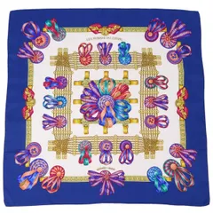 美品 エルメス HERMES スカーフ カレ90 LES RUBANS DU C