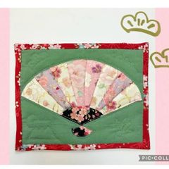 ハンドメイド　【受注製作】パッチdeティーマット　お正月　和柄　扇　パッチワーク　お年賀　お正月飾り