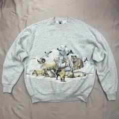 FURUIT OF THE LOOM   アニマル柄 スウェット トレーナー 　裏起毛　XL ロゴ　グレー　灰色　U.S.A製