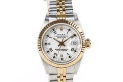 【美品】ROLEX ロレックス オイスターパーペチュアル デイトジャスト ホワイトローマン 69173 腕時計 SS YG 自動巻き 鑑定済み