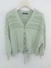 ◇ w closet ダブルクローゼット バックリボン コットンニット 長袖 カーディガン サイズF グリーン系 レディース P  【1302210001419】