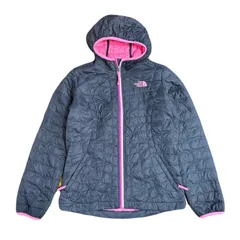 ノースフェイス　キルティングジャケット　中綿ジャケット　Mサイズ　10/12 140cm　ピンク　US古着　キッズ古着　THE NORTH FACE フード付き　サーモボール