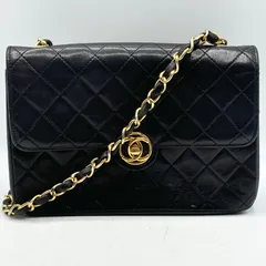 CHANEL シャネル 美品 ヴィンテージ ミニマトラッセ サークルココ チェーンショルダーバッグ ターンロック レザー ブラック