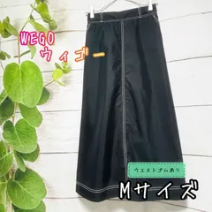 WEGO ウイゴー Mサイズ 春 夏 秋 ロングスカート マキシ丈 黒 ブラック コントラストステッチ 韓国風 古着 used