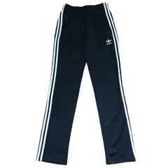 古着 adidas アディダス トラックパンツ トレフォイルロゴ 3ライン ブラック XS 256-59
