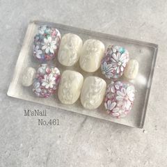 ネイルチップ チップ 花 フラワー ニュアンス ちゅるん うるうる 大人