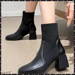 ショートブーツ レディース ブーティーシューズ 太ヒール 靴 スクエアトゥ ショート丈 秋冬 ワークブーツ オルチャン 疲れない おしゃれ ストレッチ歩きやすいシューズ 美脚 ブーティー チャンキーヒール