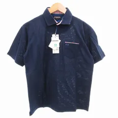 マックレガー マクレガー McGREGOR タグ付き ポロシャツ カットソー 半袖 チェック 刺繍 M 紺 ネイビー /GV