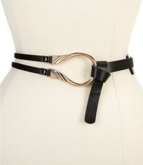 [무료 배송] 딜러 여성 벨트 액세서리 1.5 Tie Knot Hook Faux Leather Belt Black