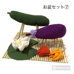 No.648 お盆飾りセット⑦ ハンドメイド　ちりめん　精霊馬　つまみ細工