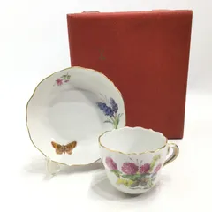 マイセン フラワー&バタフライ モカカップ&ソーサー　箱つき