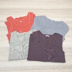 ◇ 《 UNIQLO/GU まとめ売り4点セット サイズM/S リブ ノースリーブ インナー カジュアル ニット レディース 》 E  【1307260078268】