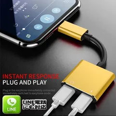 iPhone 2in1 充電 ＆イヤホン マイク【ゴールド】などから選択ください
