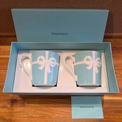 【新品未使用品】Tiffany＆Co. ティファニー ブルーボックス リボン マグカップペアセット　◇