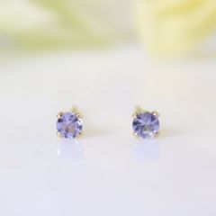 14KGF タンザナイト 3mm シンプル 一粒 ピアス