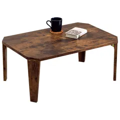 【在庫処分】萩原 ローテーブル センターテーブル テーブル 机 【木目調天板がスタイリッシュ】 折りたたみ 完成品 軽量 ヴィンテージ リビング ソファテーブル 幅75×奥行50×高さ32 ブラウン MT-6860BR