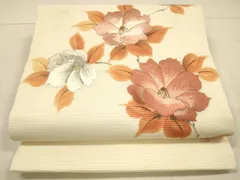 平和屋着物＊夏物　九寸開き名古屋帯　作家物　手描き　刺繍　枝花文　金銀糸　正絹　逸品　DAAU4018cm