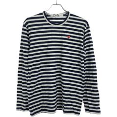 PLAY COMME des GARCONS プレイコムデギャルソン AD2019 LITTLE RED HEART STRIPED L/S T-SHIRT ハートワッペンボーダーカットソー AZ-T208 ネイビー×ホワイト L