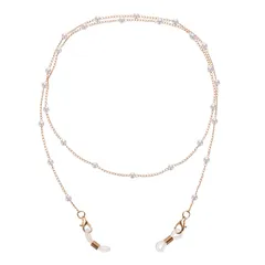 uxcell 女性用眼鏡チェーン プラスチックパール眼鏡ホルダーチェーン 調節可能なサングラスストラップホルダーチェーン ビーズストリングホルダー メガネ・サングラス用アン チロストストラップ ローズ金