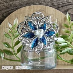 72 薔薇 ブルー お花 ヘアゴム ポニーフック ストラップ - メルカリ