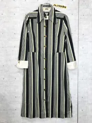 BASIC NOBUO ストライプ オールボタン 長袖ワンピース 大きいサイズ LL