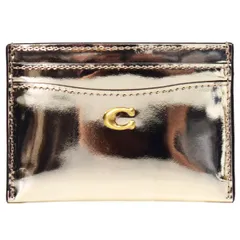 コーチ カードケース COACH レザー メタリック C ロゴ カードケース スリム パスケース 定期入れ 名刺入れ ゴールド CM502