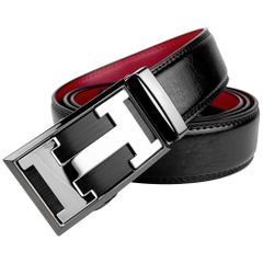 新品 アウトレット ベルト メンズ 穴なし 無段階 オートロック 本革 ビジネス おしゃれ ブラック 黒 レッド 赤 OMBR-476sv-BKRD-M11